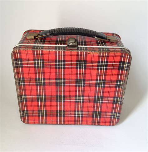 red plaid metal lunch box valye|Plaid Lunch Box In Collectible Metal Lunchboxes (Pre.